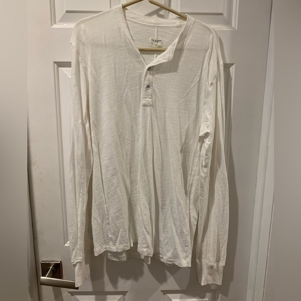 Rag & Bone Standard Issue Henley White Mens Medium James Bond No Time to Die